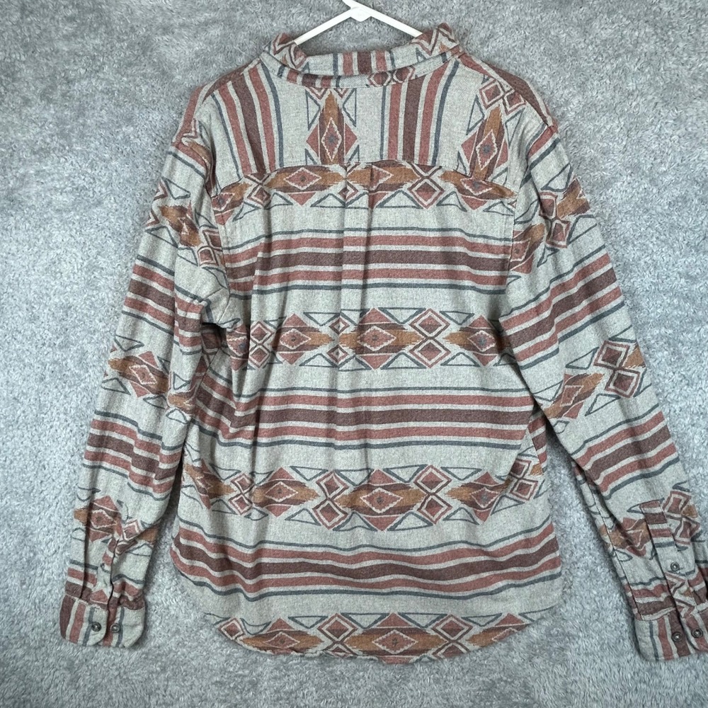 Eddie Bauer Mens Large Southwestern Geometric Flannel Shirt Grey Rust LS - Picture 5 of 11